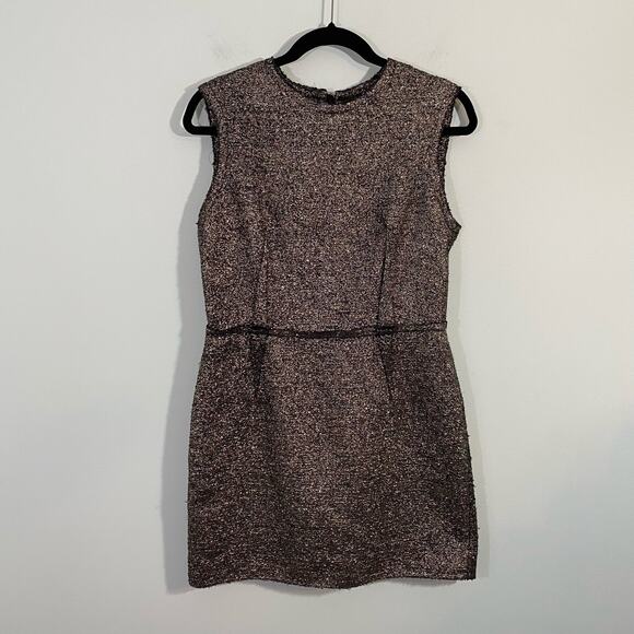 Lanvin River 2011 Women's Gold & Silver Tweed Sheath Dress Size 42 - Picture 1 of 7
